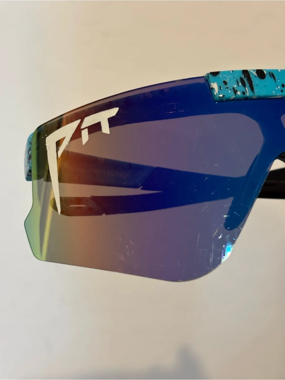 Pit Viper Men’s Blue Speckle Shield Sunglasses - Mirrored Lens